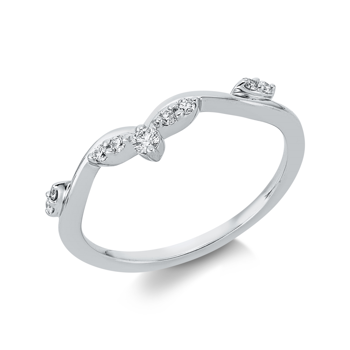 diamond full cut modern woman ring in white gold