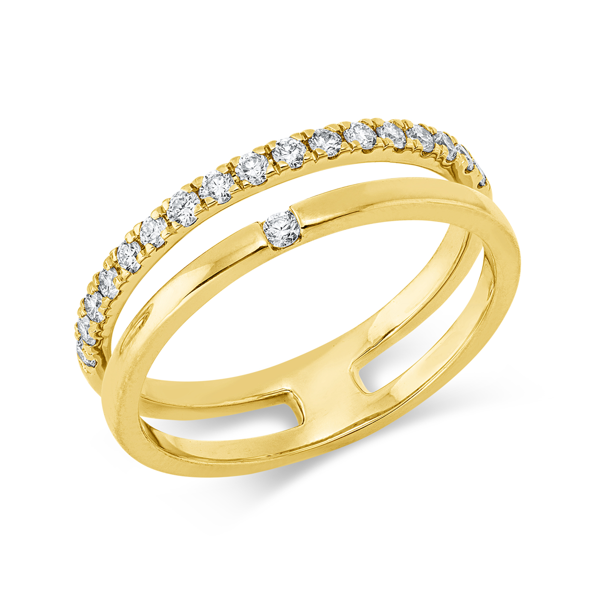 diamond full cut modern woman ring in yellow gold