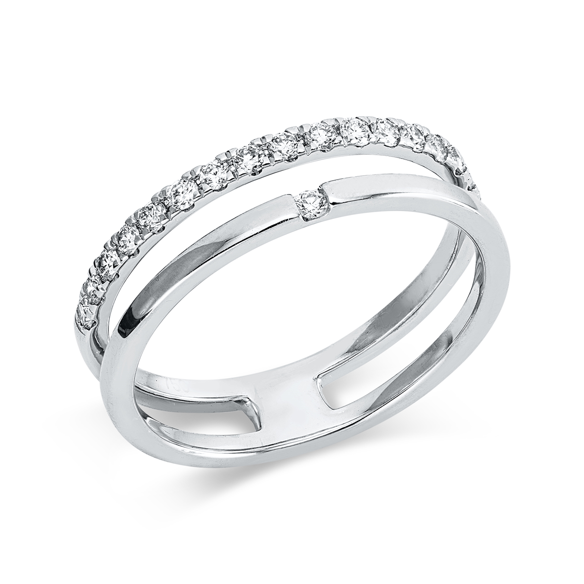diamond full cut modern woman ring in white gold