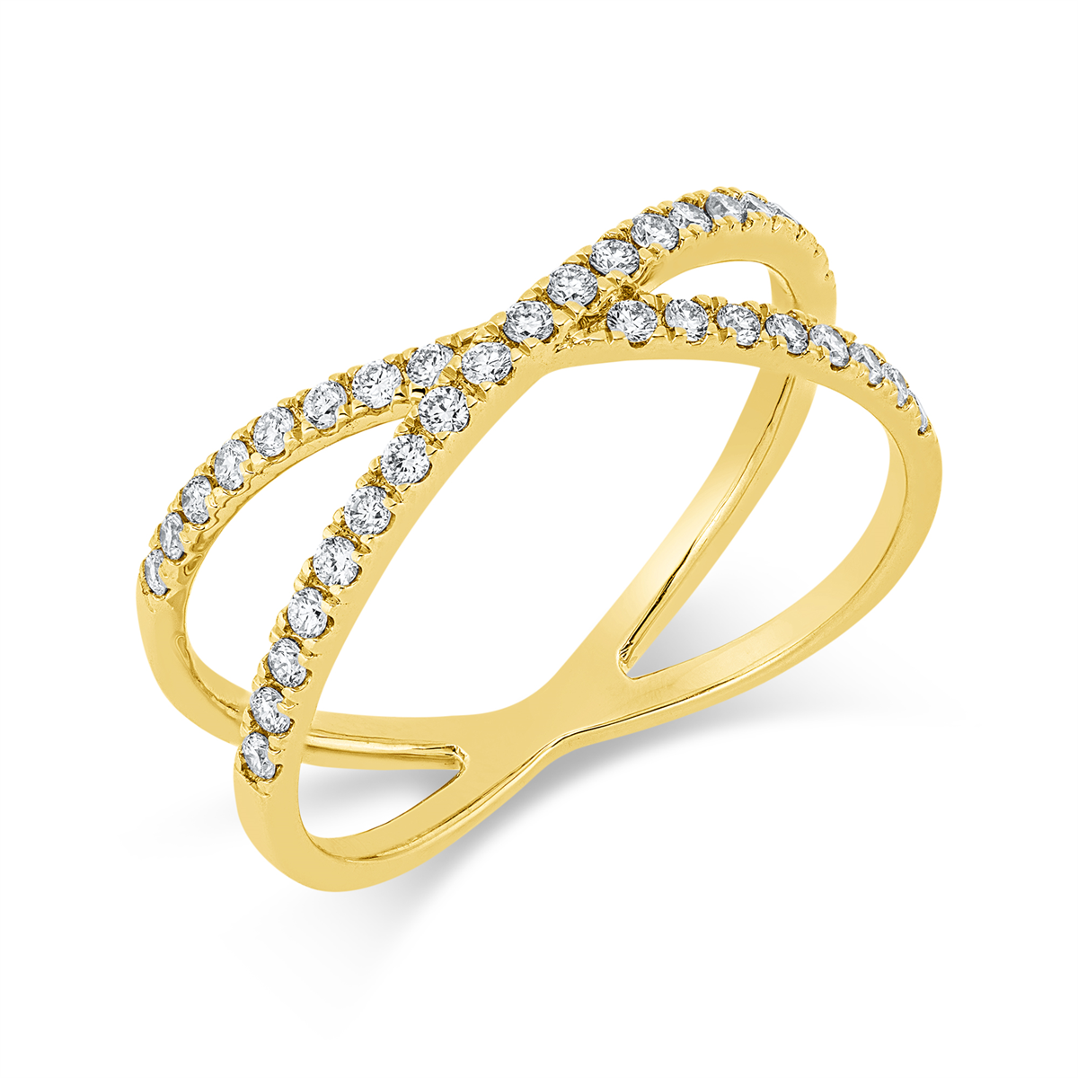 diamond full cut modern woman ring in yellow gold