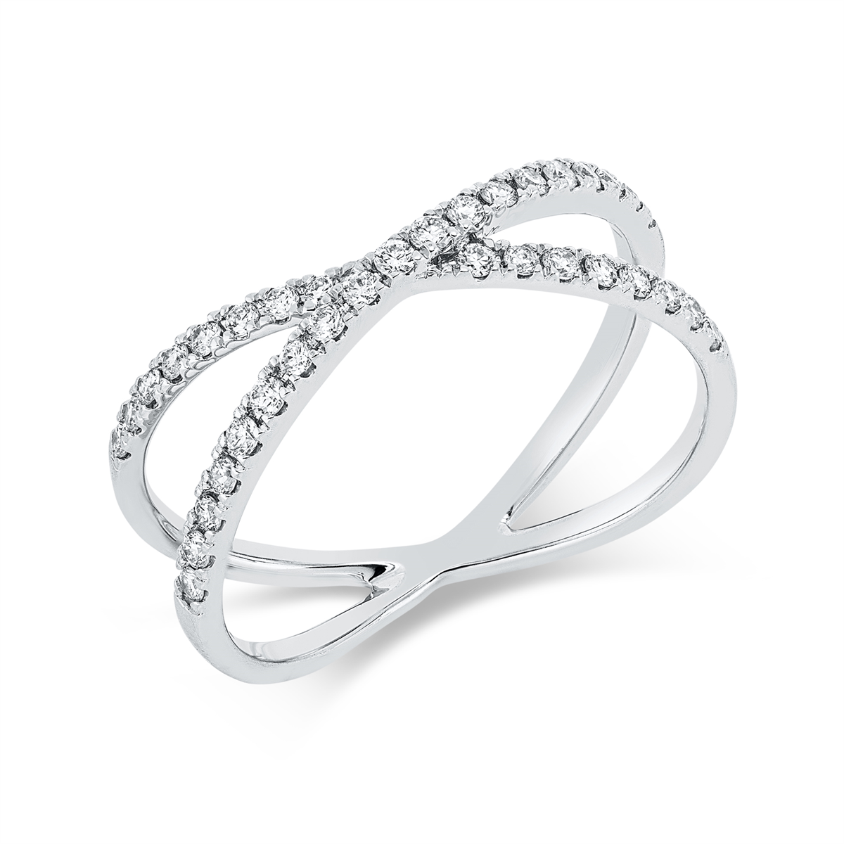 diamond full cut modern woman ring in white gold