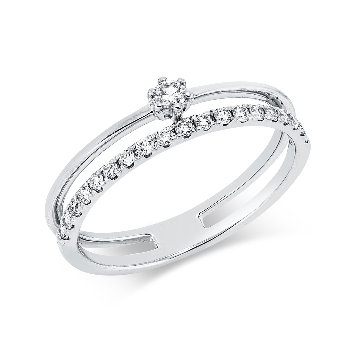 diamond full cut modern woman ring in white gold