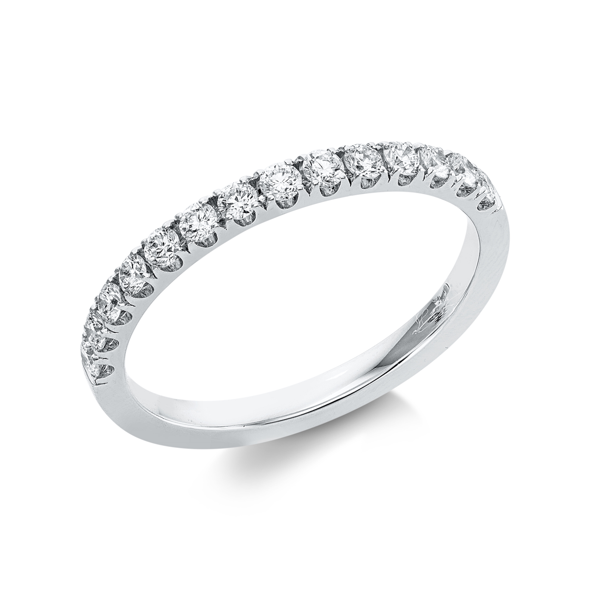 diamond full cut eternity half ring in white gold