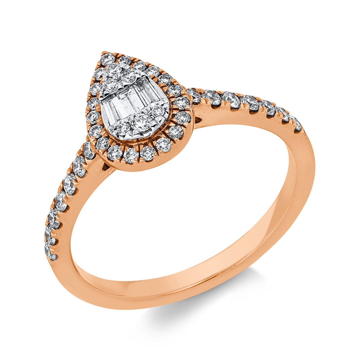diamond full cut illusion classic ring in red gold