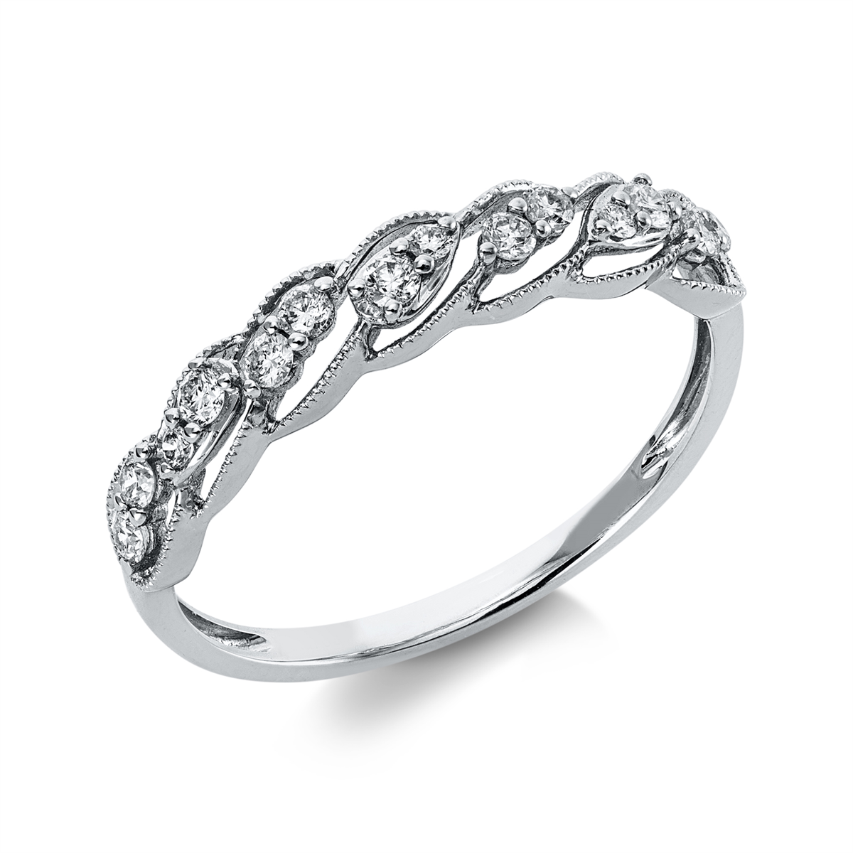 diamond full cut modern woman ring in white gold