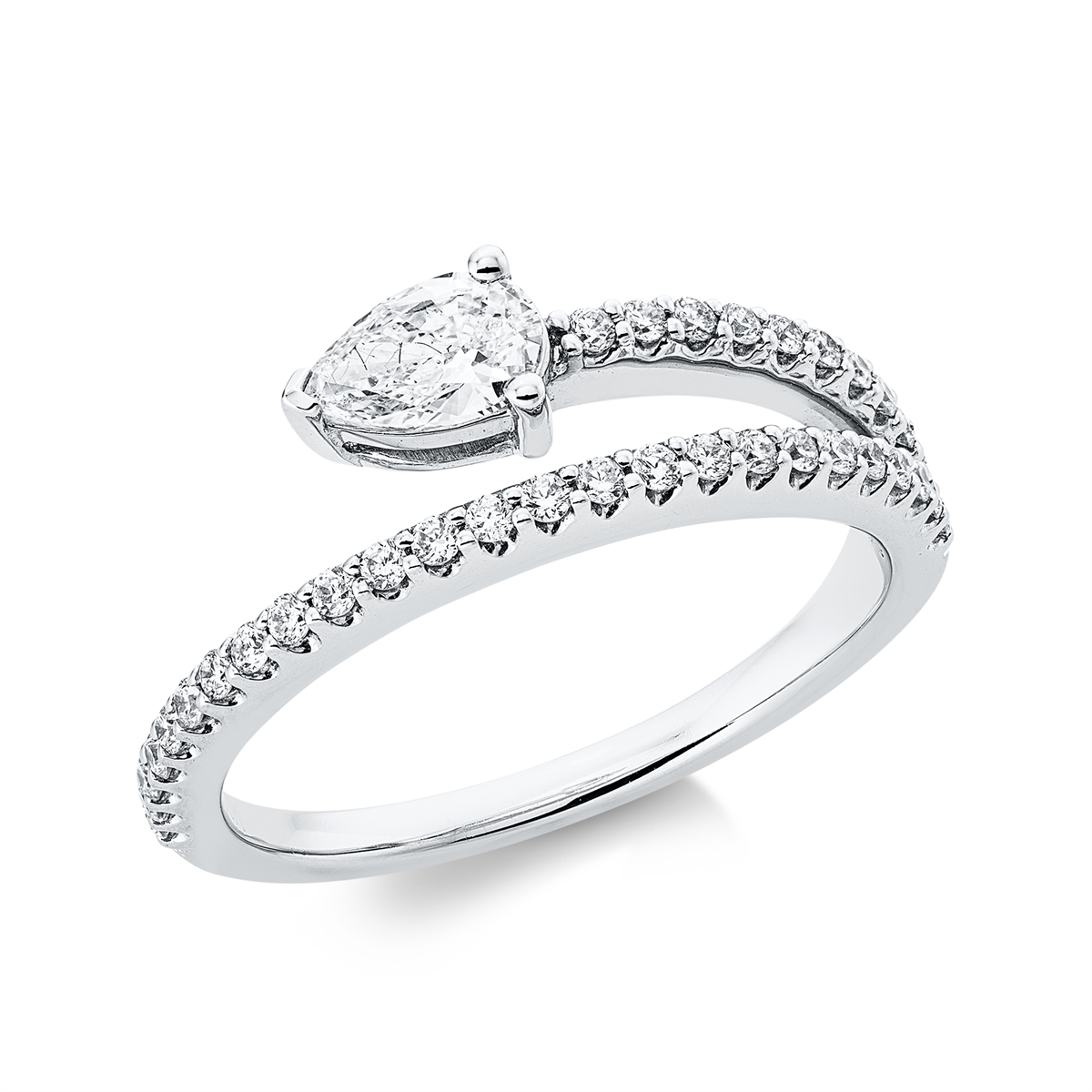 diamond full cut solitaire with accent stones ring in white gold
