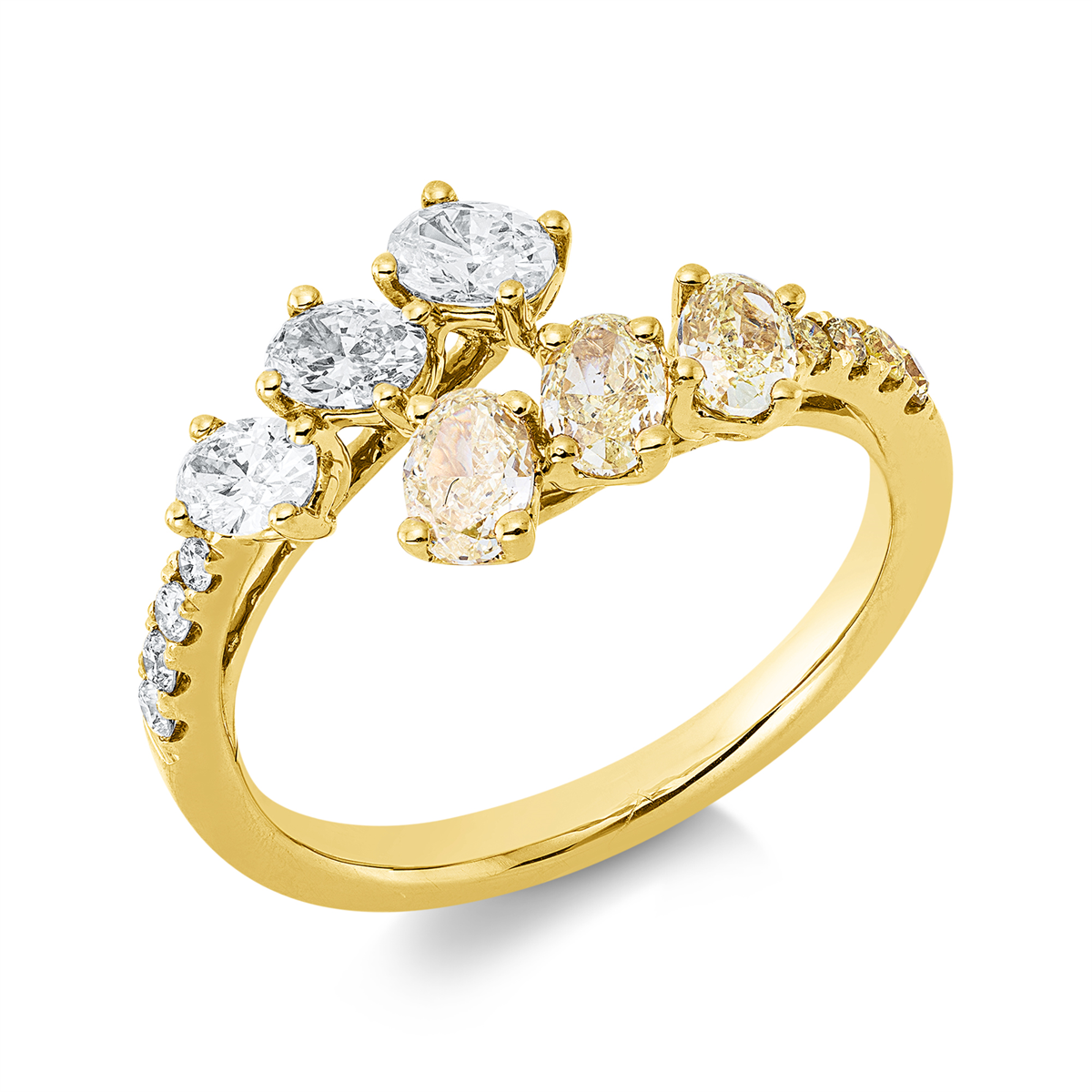 diamond full cut fancy colored diamond ring in yellow gold
