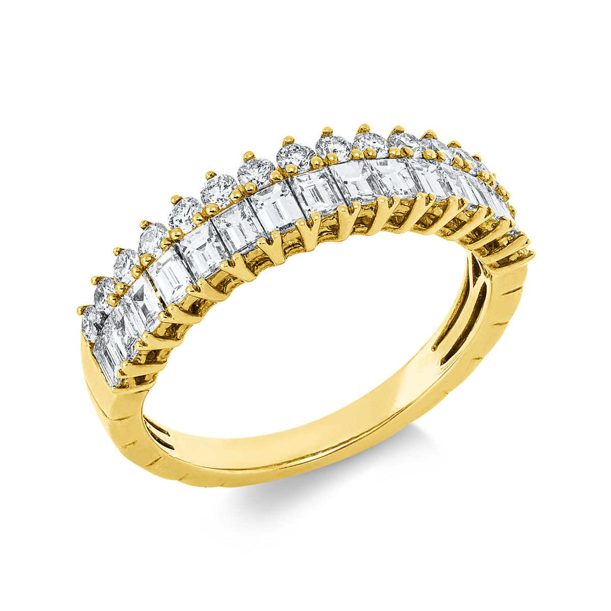 diamond full cut baguette ring in yellow gold