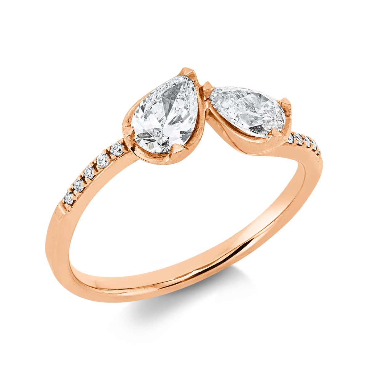 diamond full cut modern woman ring in red gold