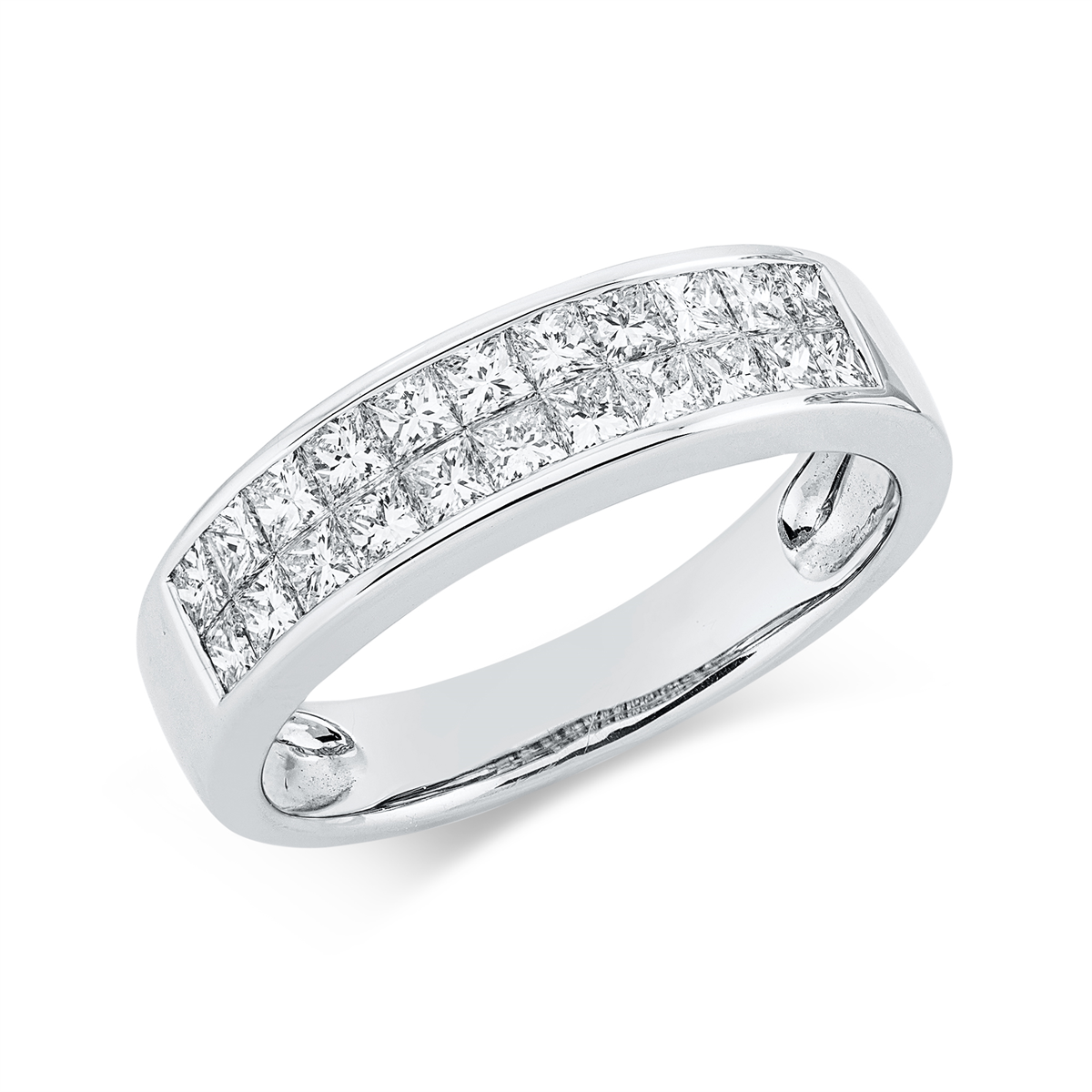 princess baguette ring in white gold