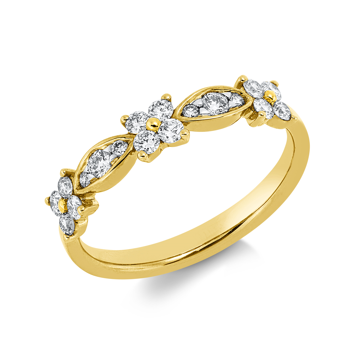 diamond full cut modern woman ring in yellow gold