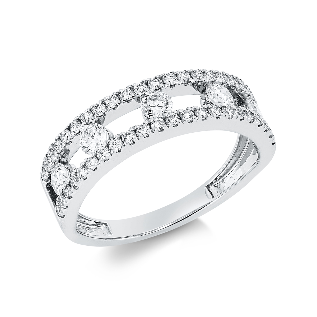 diamond full cut modern woman ring in white gold