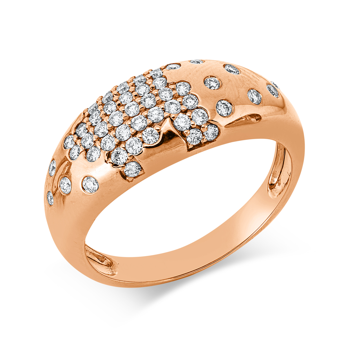 diamond full cut modern woman ring in red gold