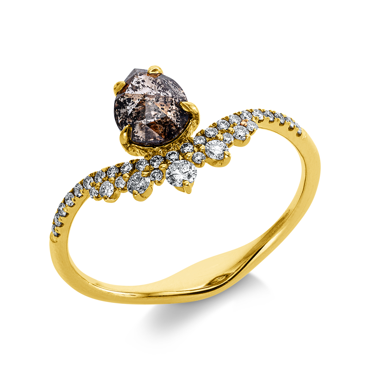diamond full cut fancy colored diamond ring in yellow gold
