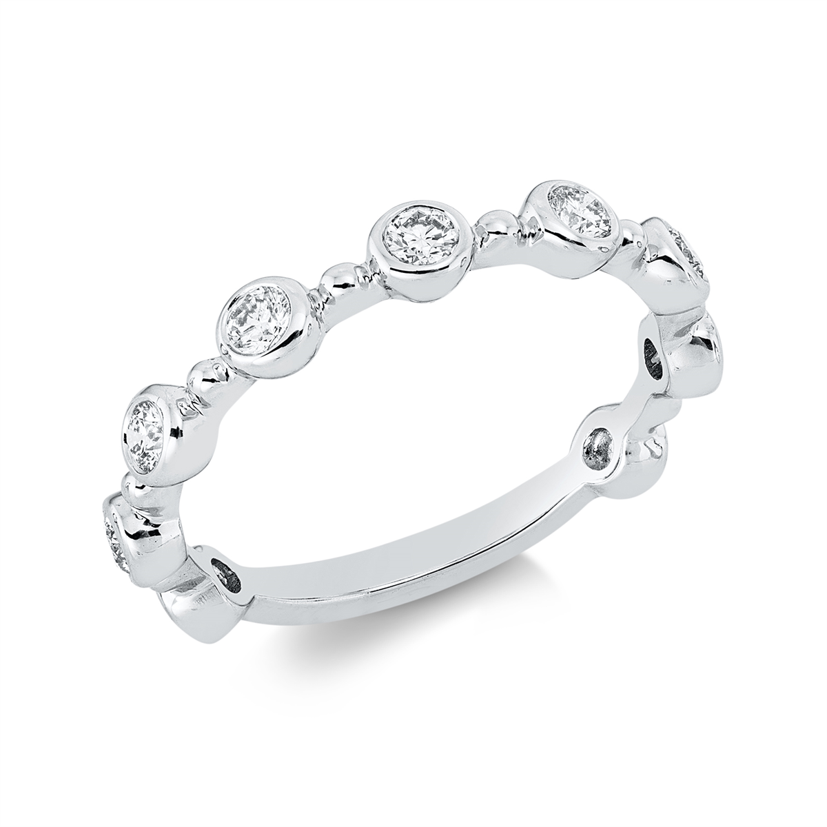 diamond full cut modern woman ring in white gold