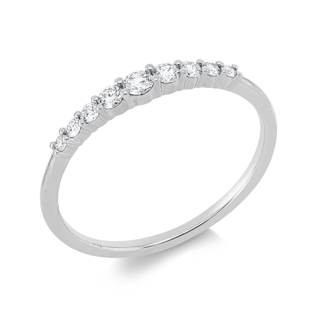 diamond full cut eternity half ring in white gold