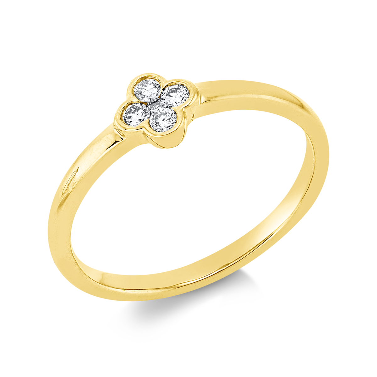 diamond full cut modern woman ring in yellow gold