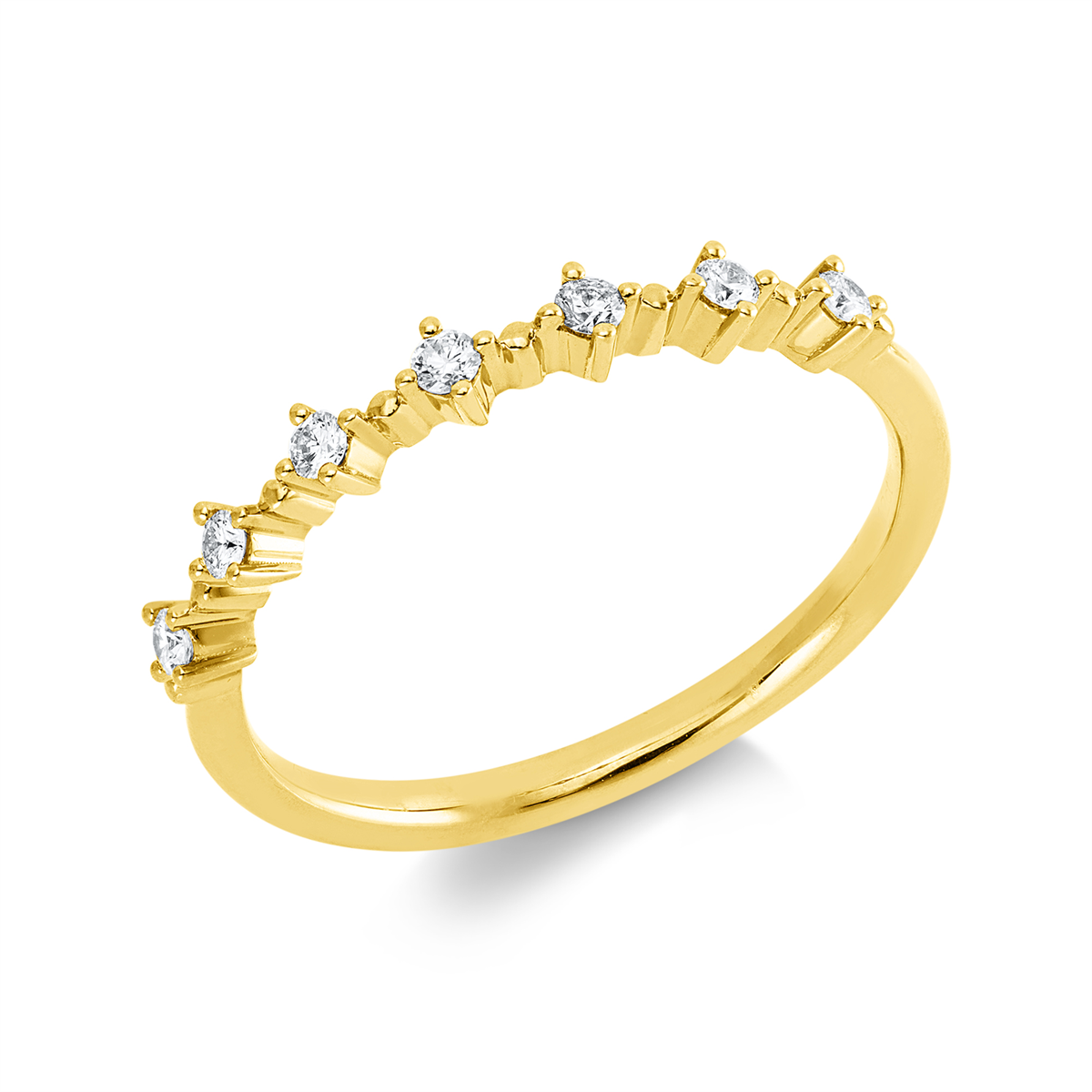diamond full cut modern woman ring in yellow gold