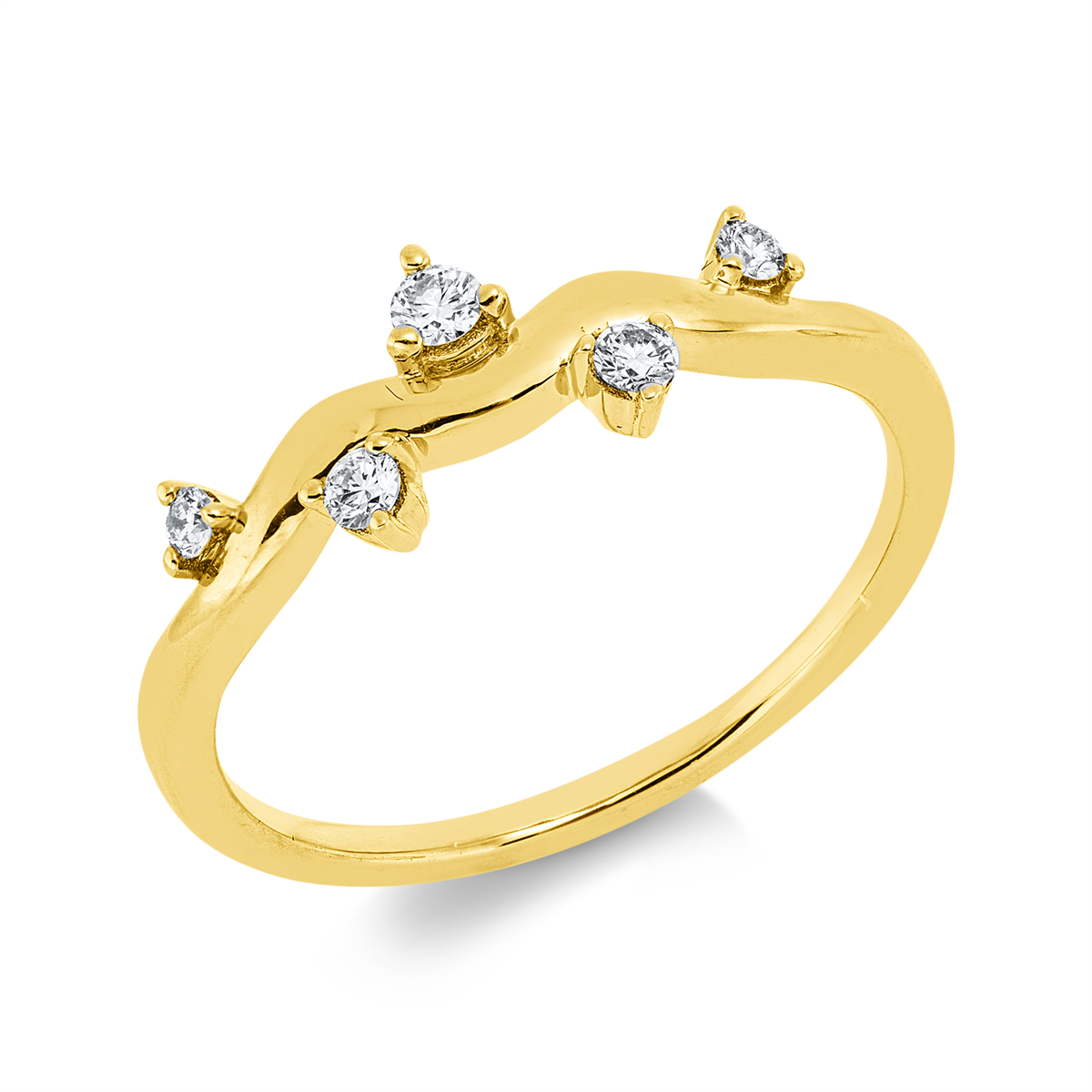 diamond full cut modern woman ring in yellow gold