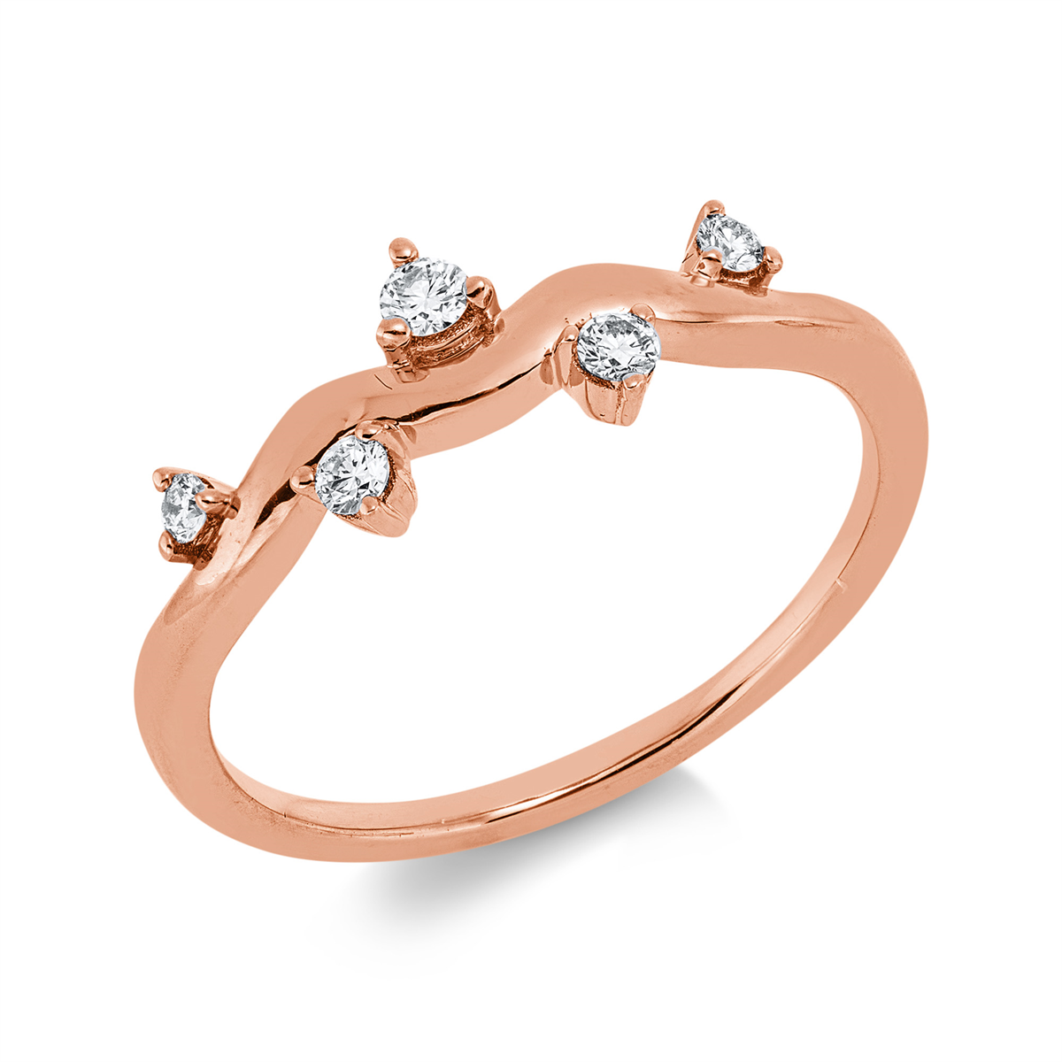diamond full cut modern woman ring in red gold