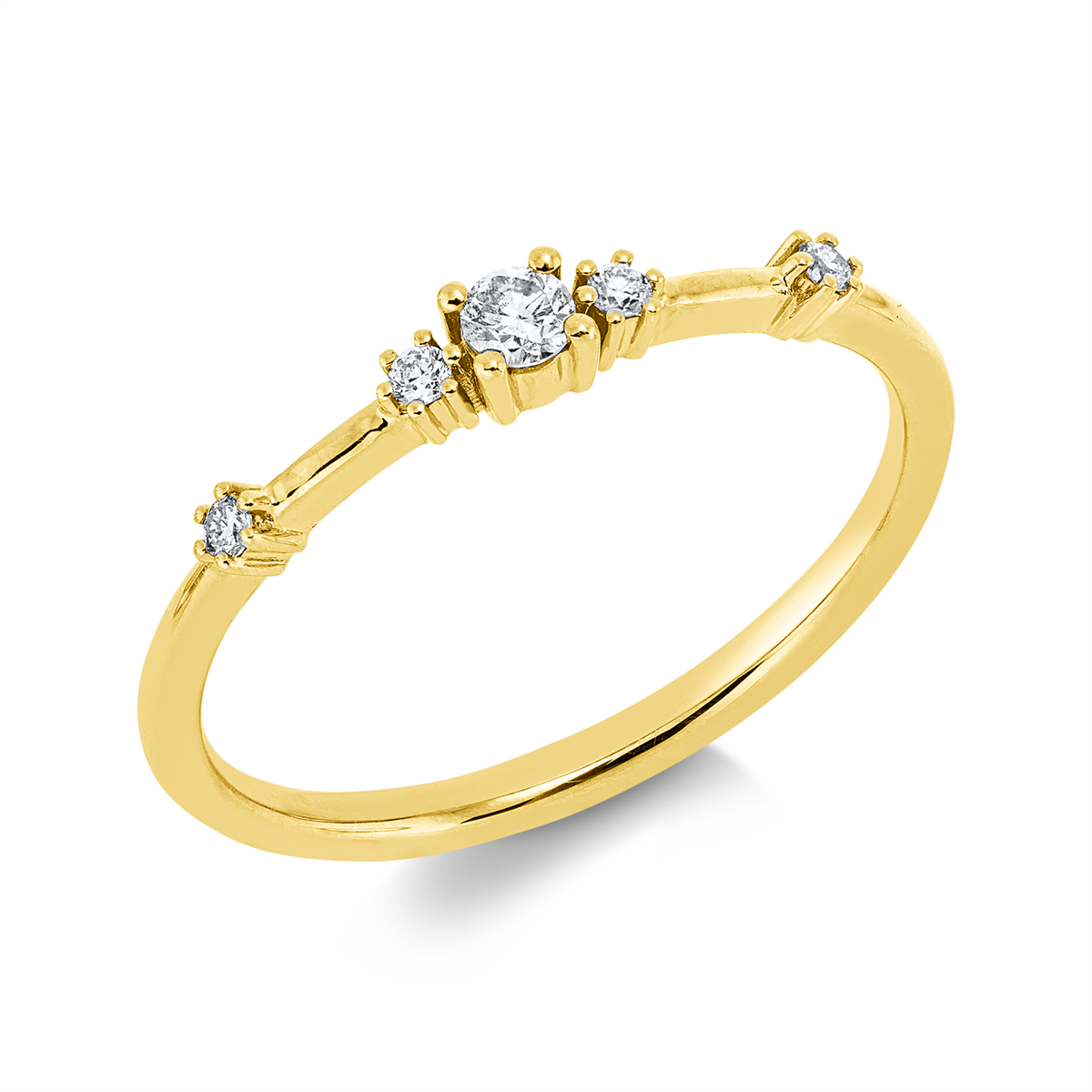 diamond full cut modern woman ring in yellow gold