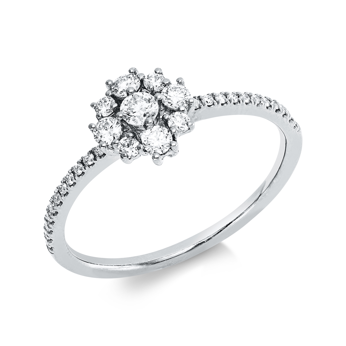 diamond full cut modern woman ring in white gold