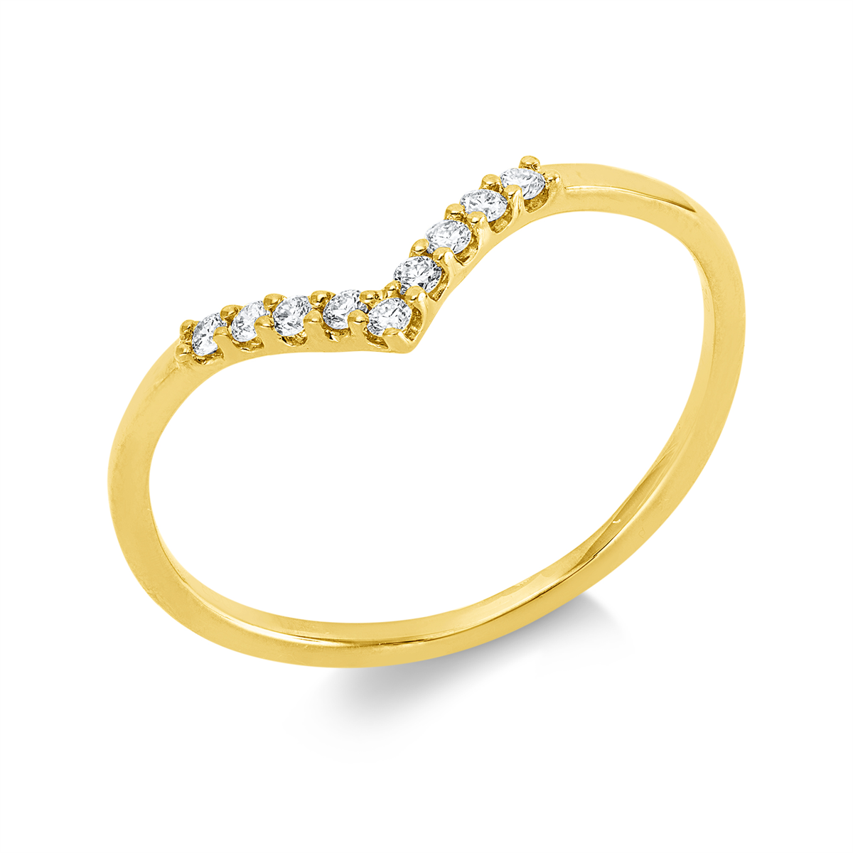 diamond full cut modern woman ring in yellow gold