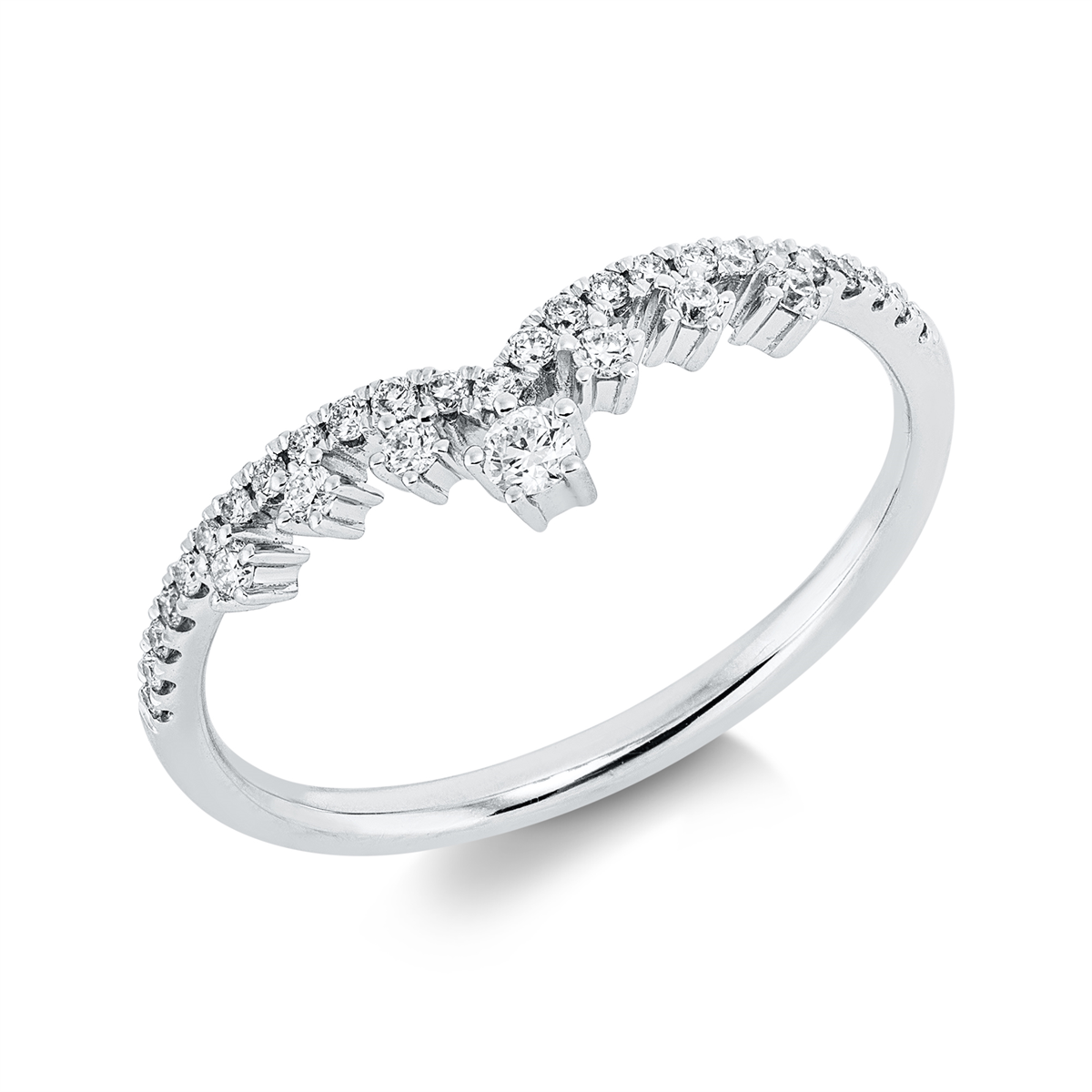 diamond full cut modern woman ring in white gold
