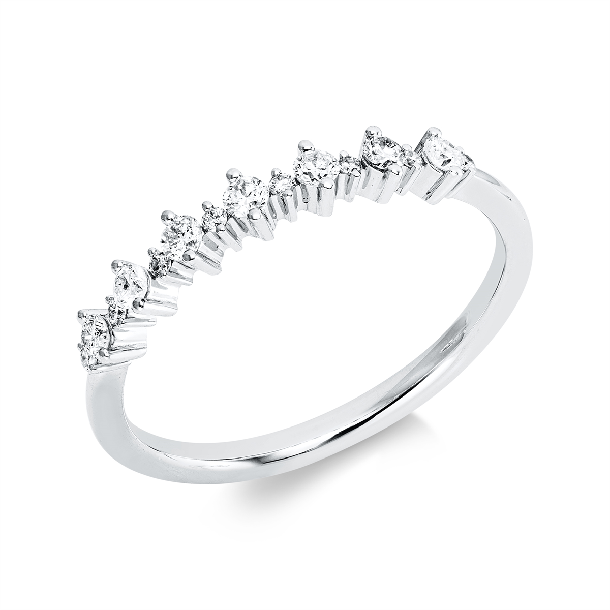 diamond full cut modern woman ring in white gold