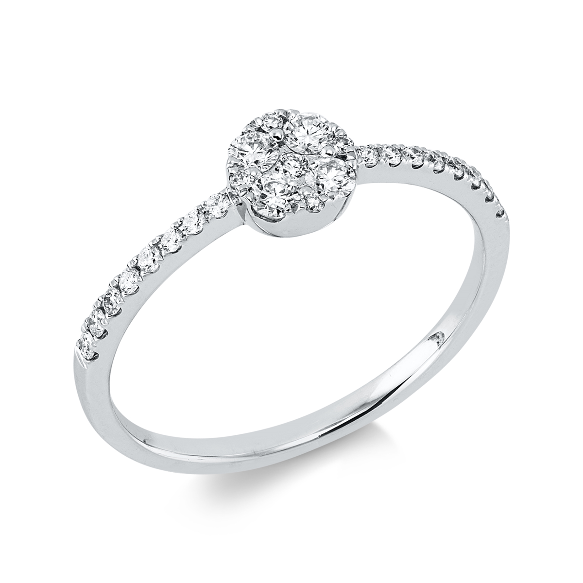diamond full cut illusion classic ring in white gold