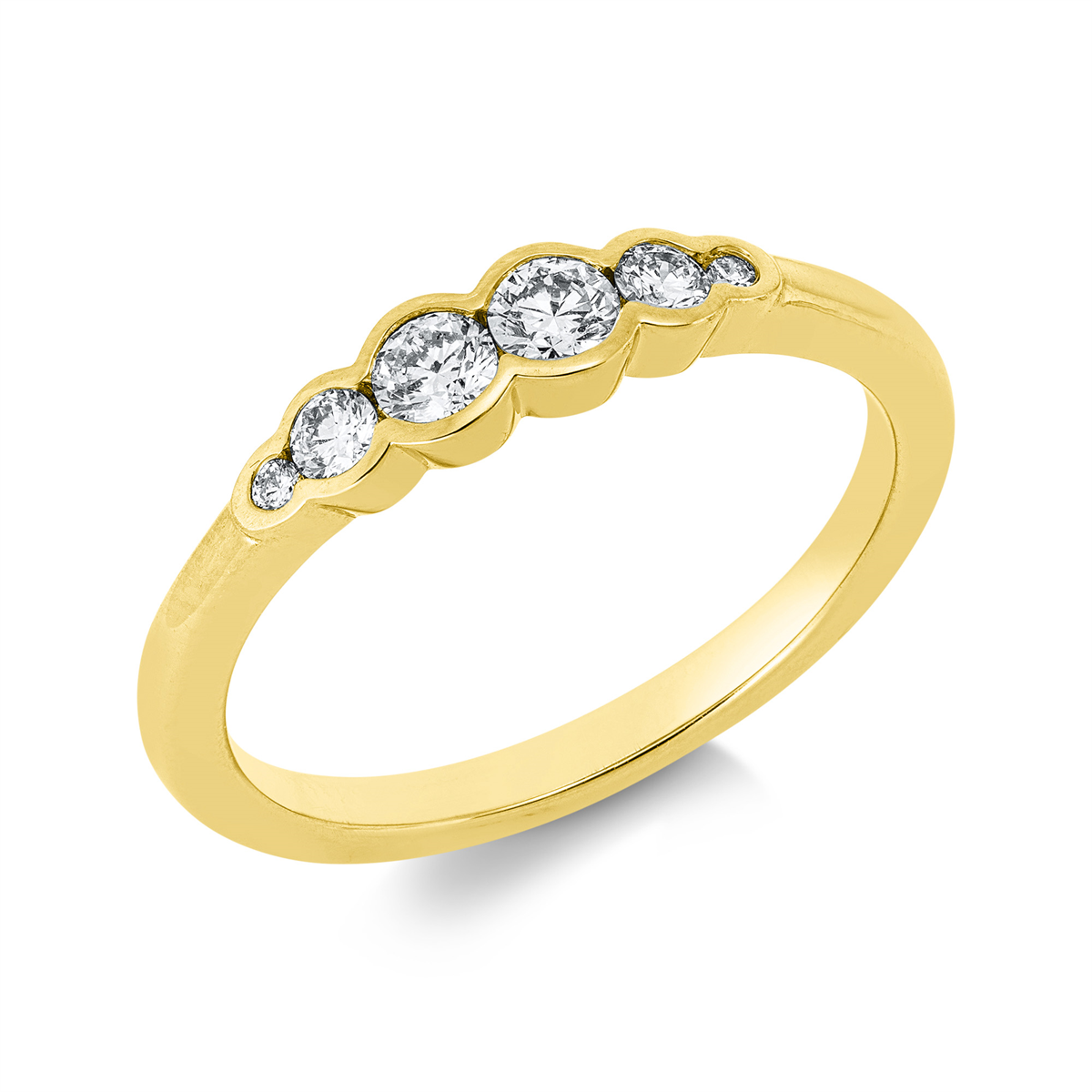 diamond full cut modern woman ring in yellow gold
