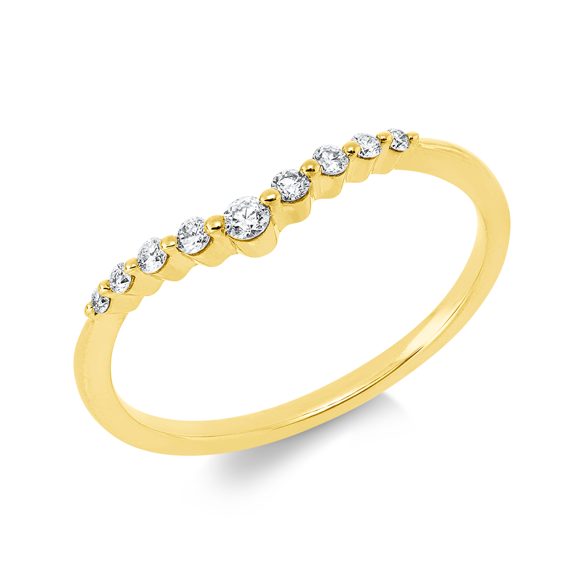 diamond full cut modern woman ring in yellow gold