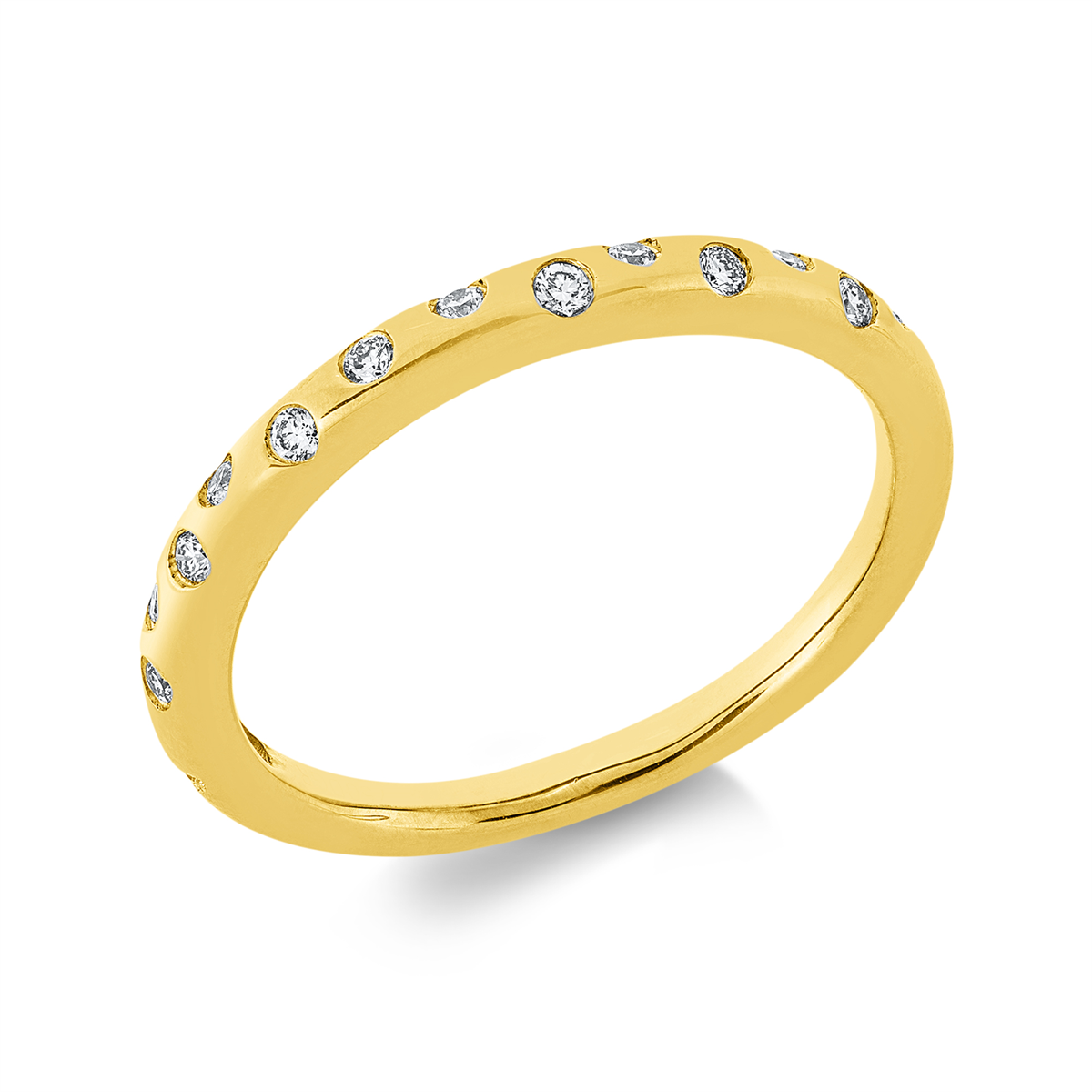 diamond full cut modern woman ring in yellow gold
