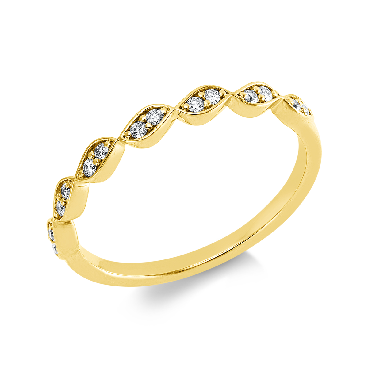 diamond full cut modern woman ring in yellow gold