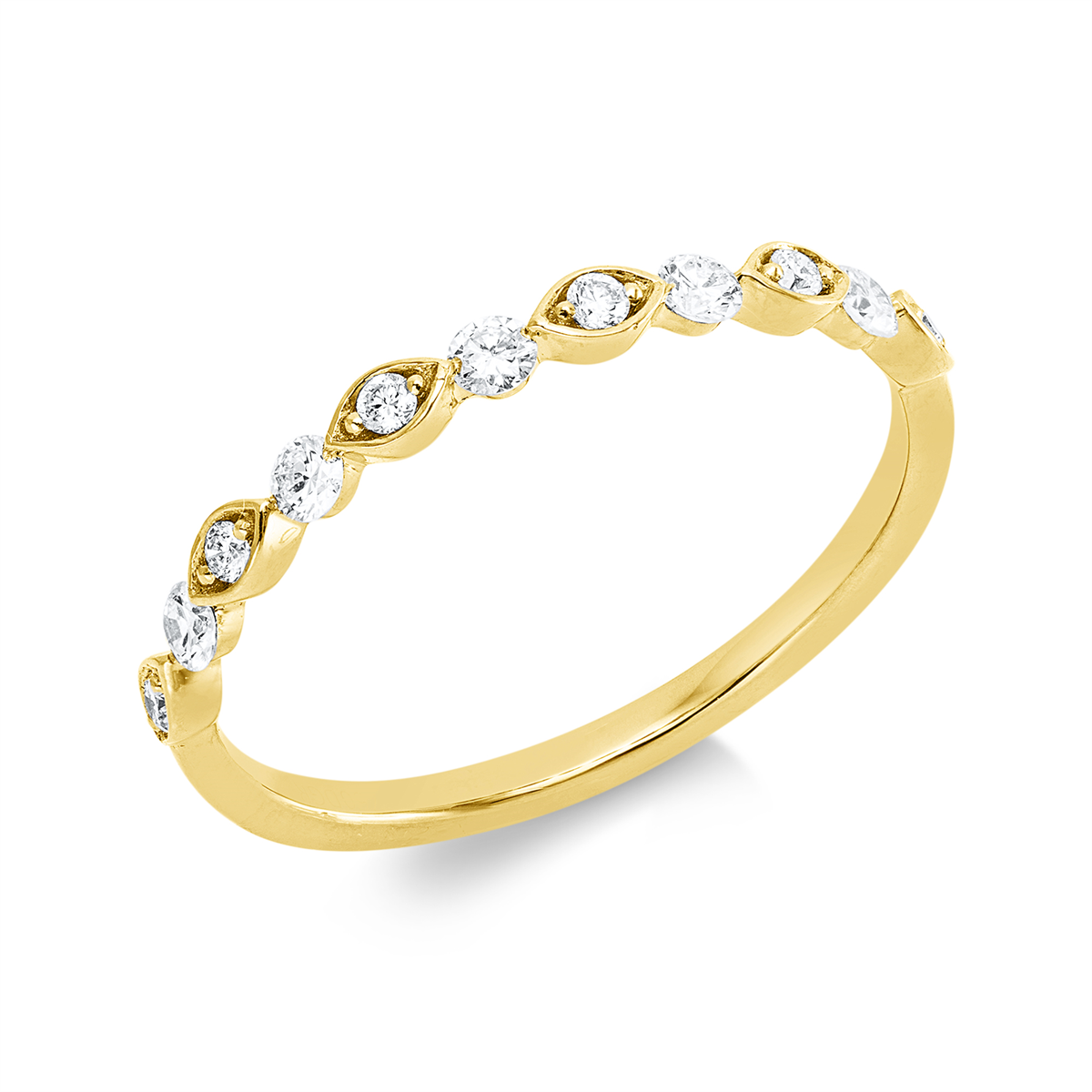 diamond full cut modern woman ring in yellow gold