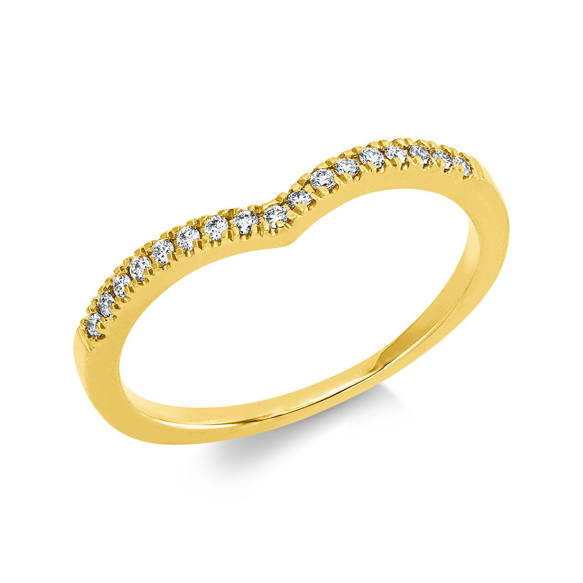 diamond full cut modern woman ring in yellow gold
