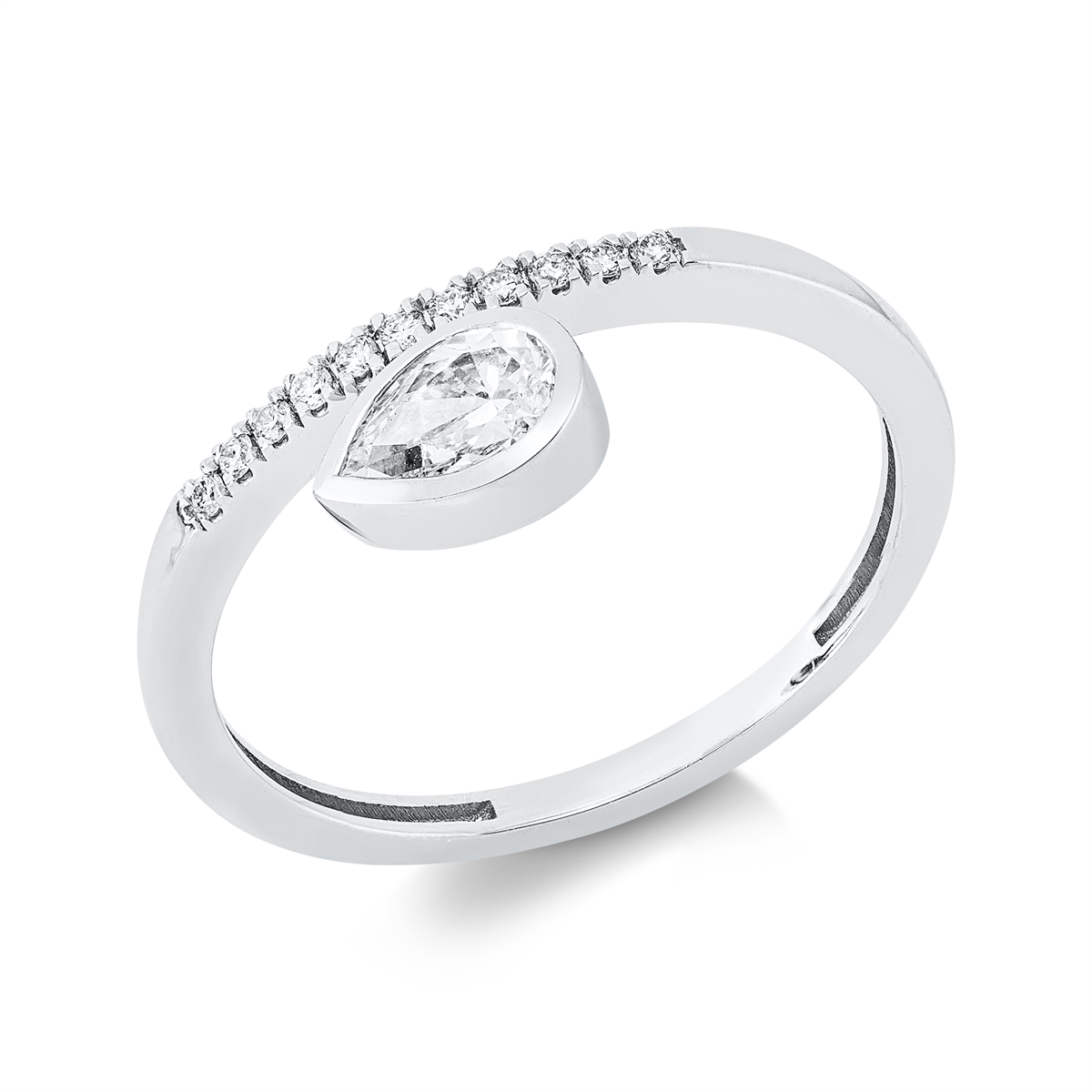 diamond full cut solitaire with accent stones ring in white gold