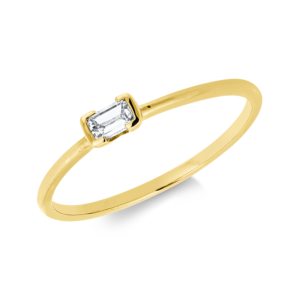 emerald cut solitaire ring in yellow gold