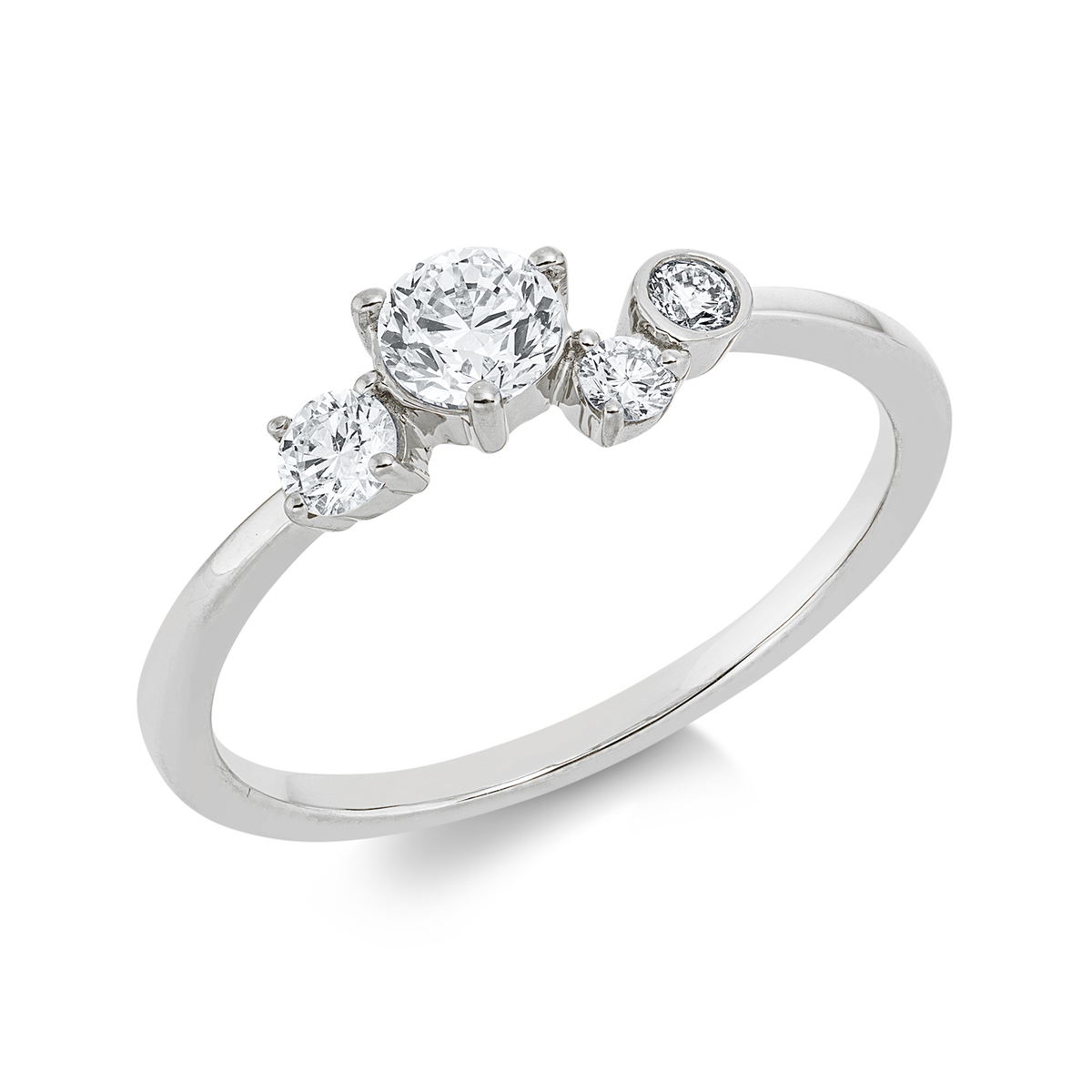 diamond full cut modern woman ring in white gold