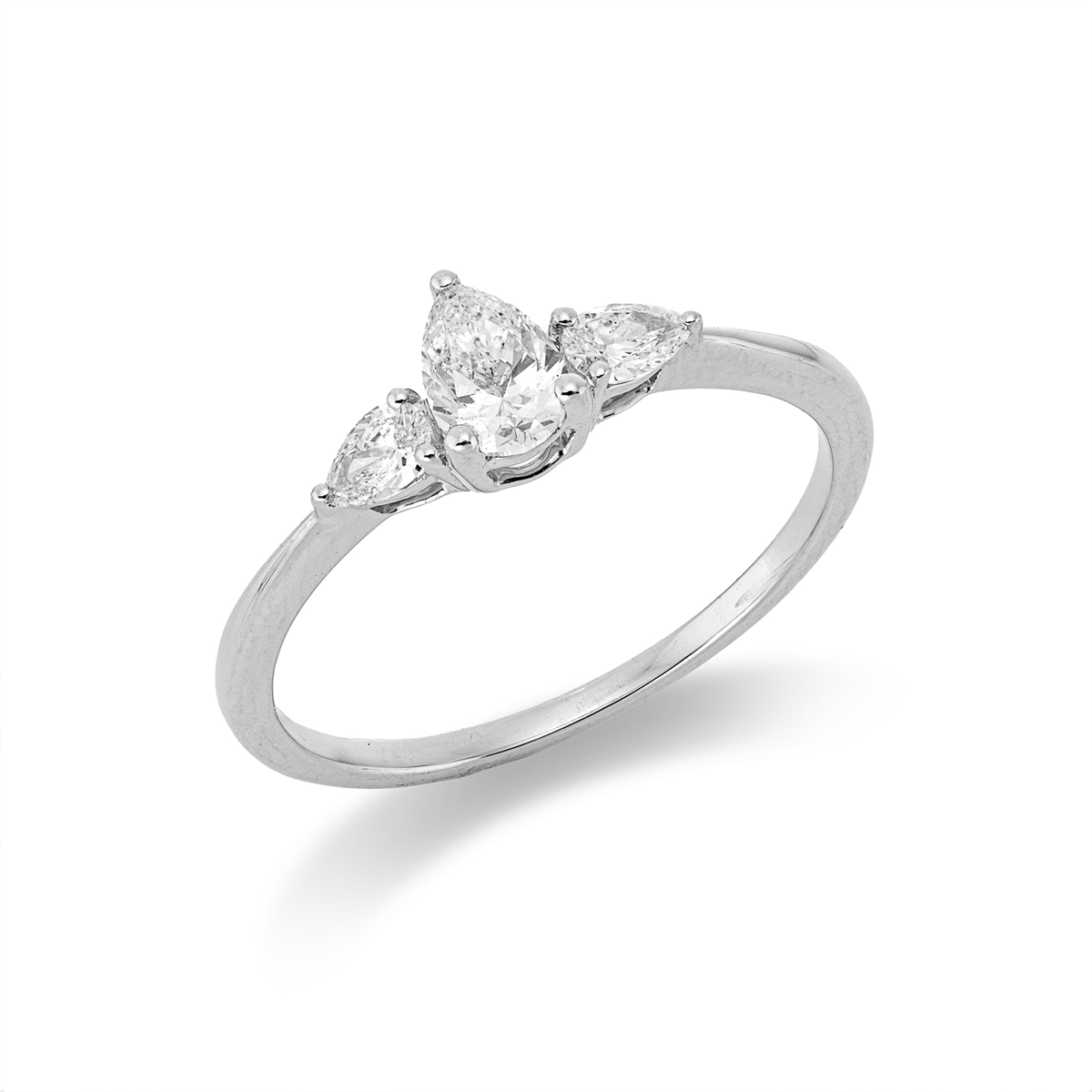 pear shape modern woman ring in white gold