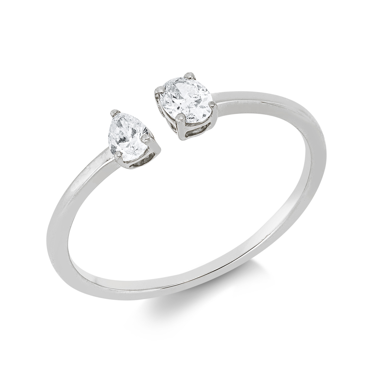 oval modern woman ring in white gold