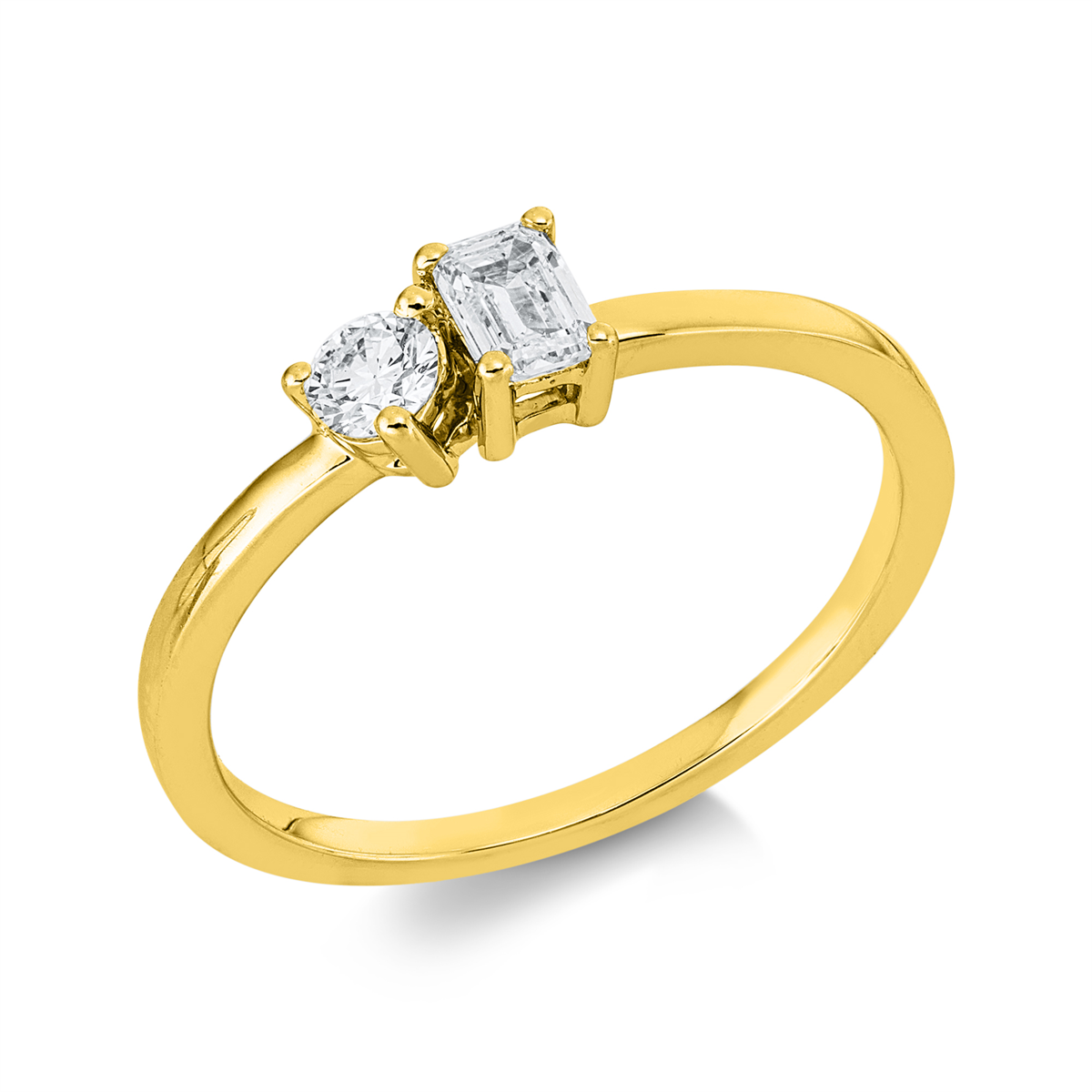 diamond full cut modern woman ring in yellow gold