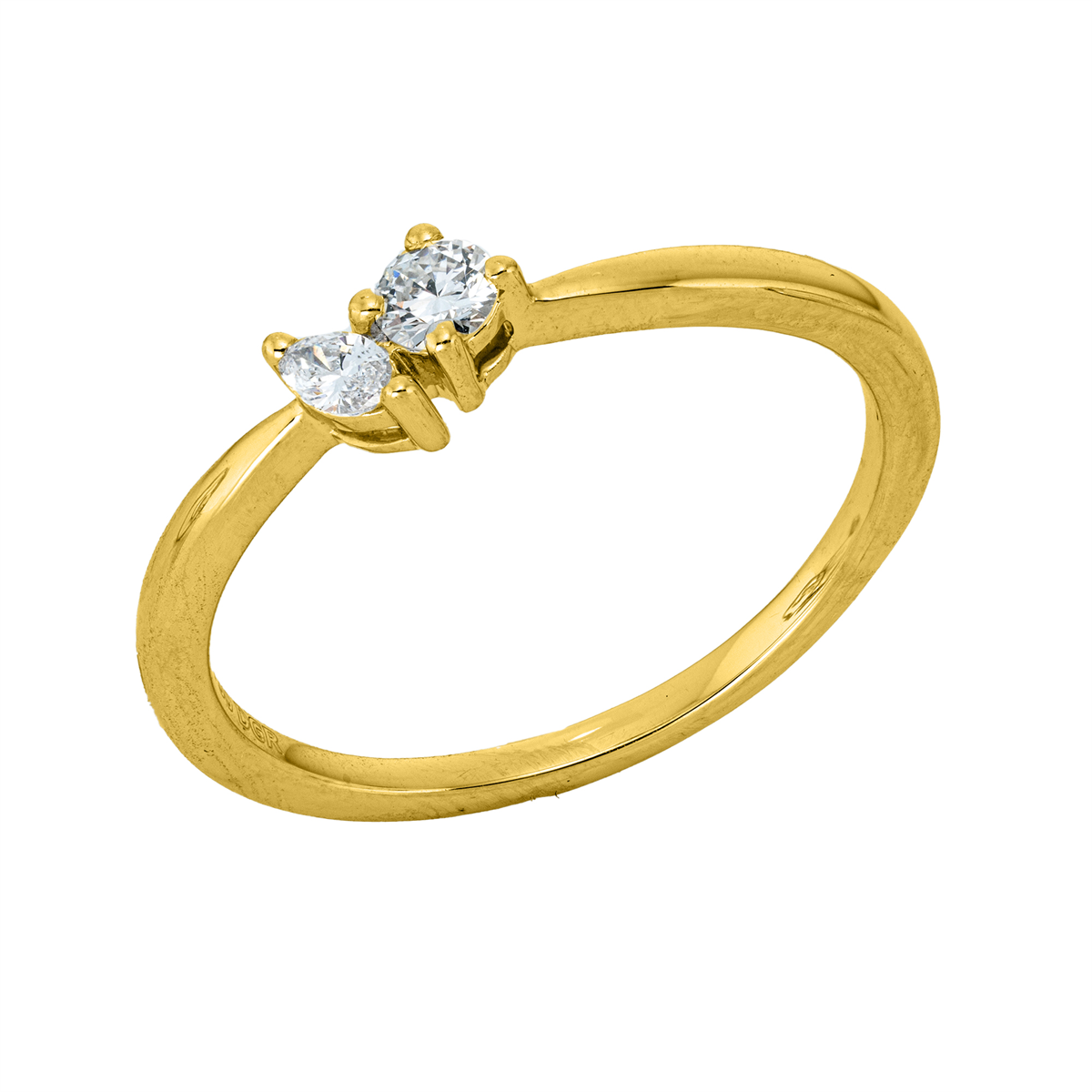diamond full cut modern woman ring in yellow gold