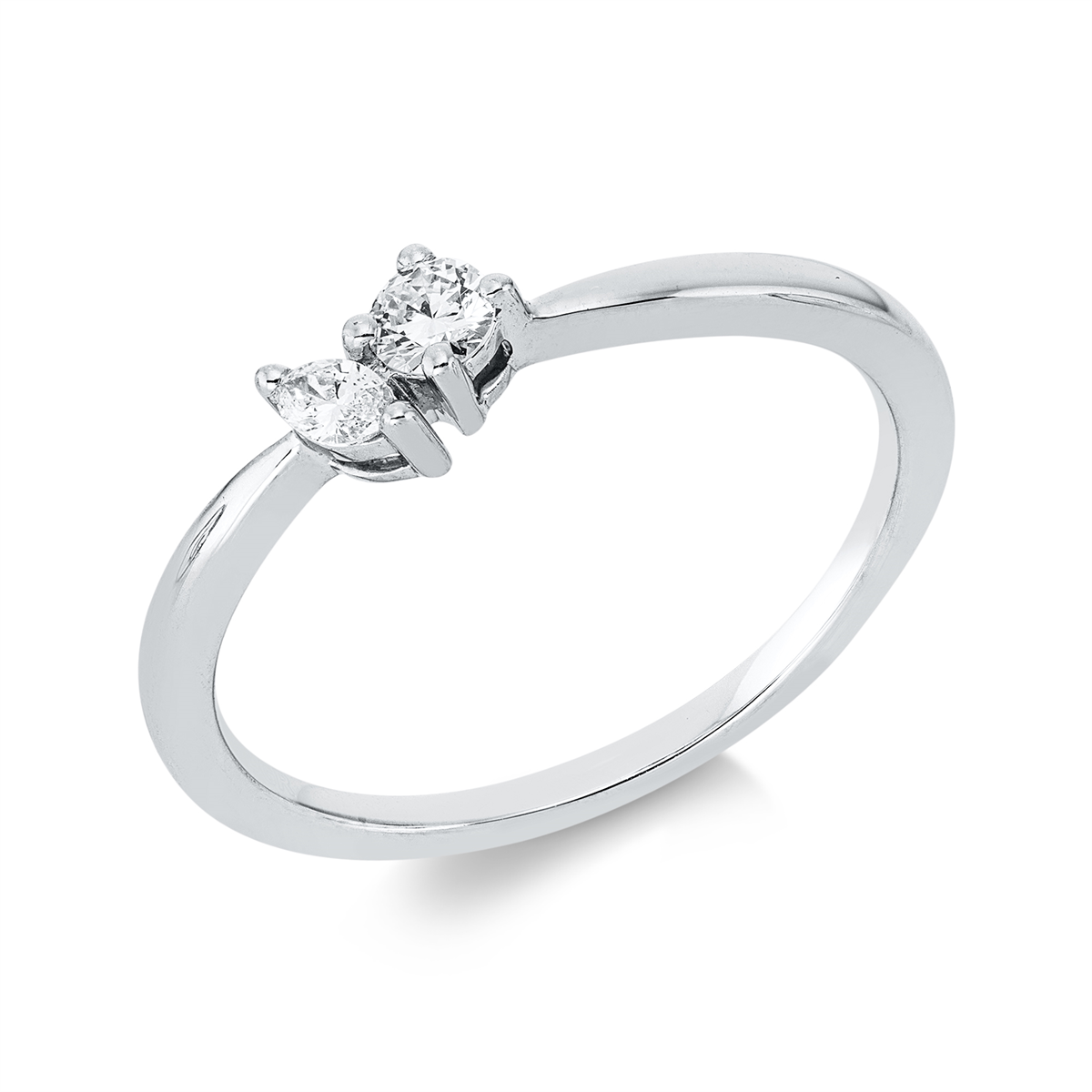 diamond full cut modern woman ring in white gold