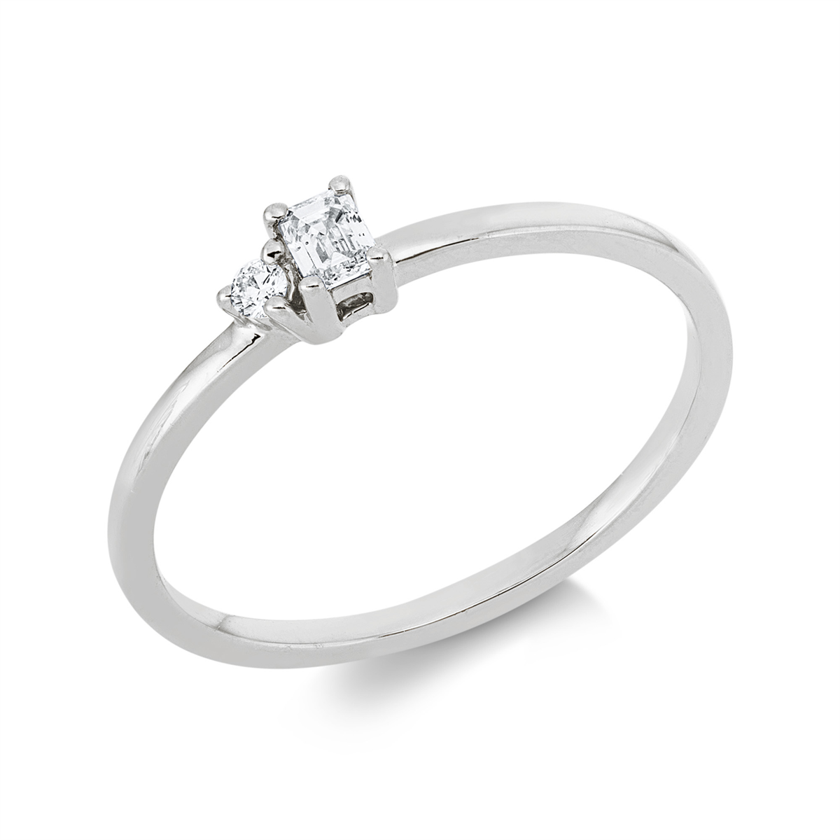 diamond full cut baguette ring in white gold