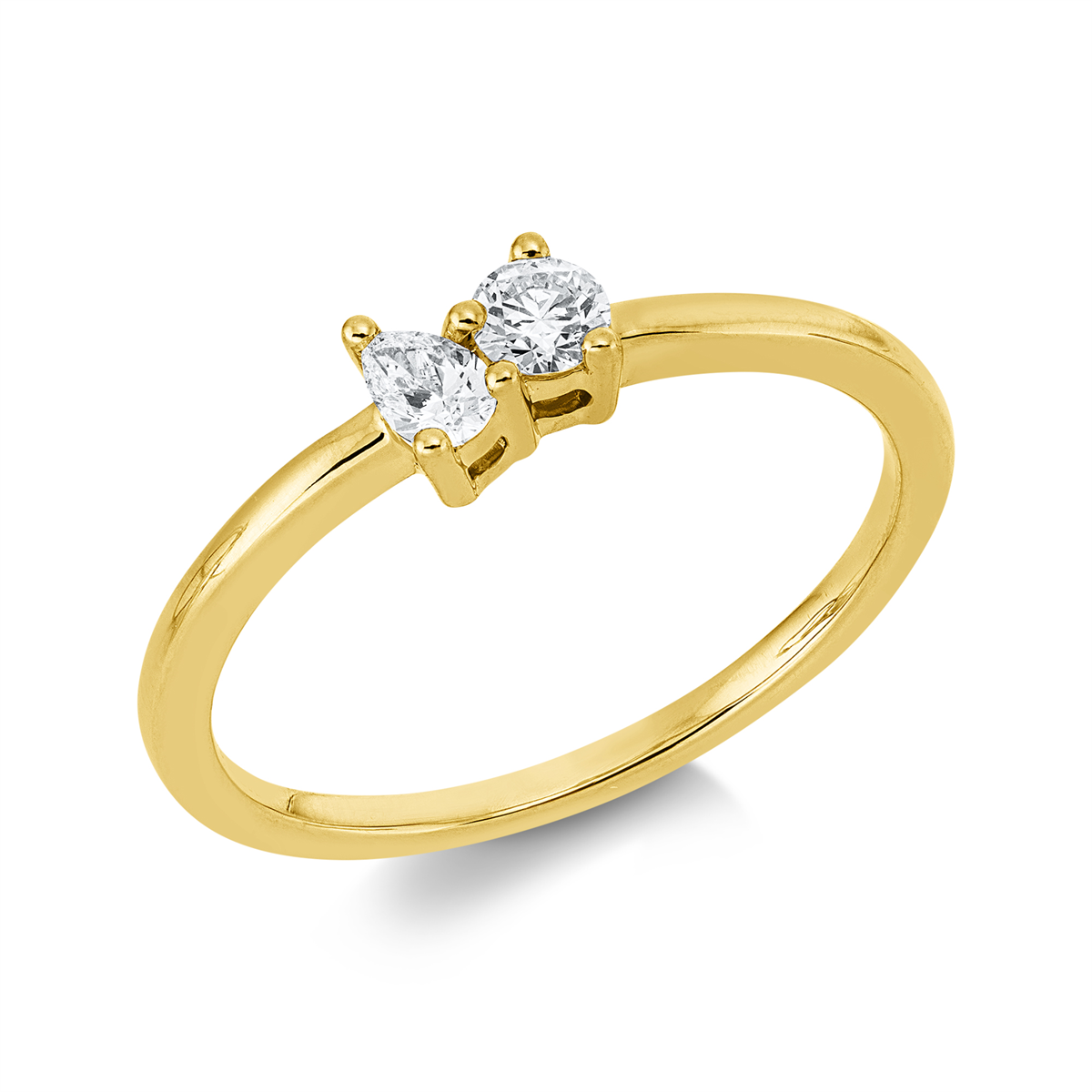 diamond full cut modern woman ring in yellow gold