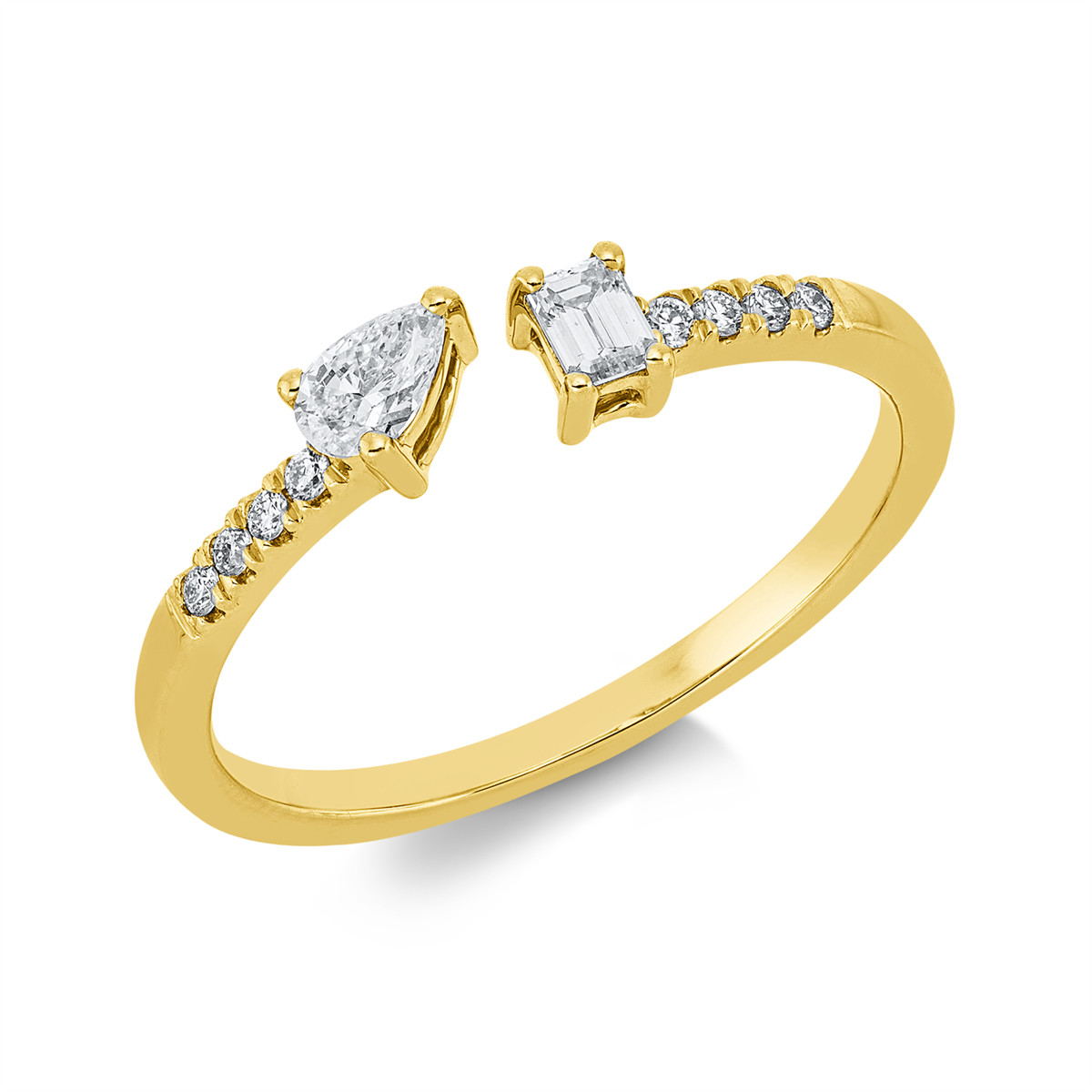diamond full cut modern woman ring in yellow gold