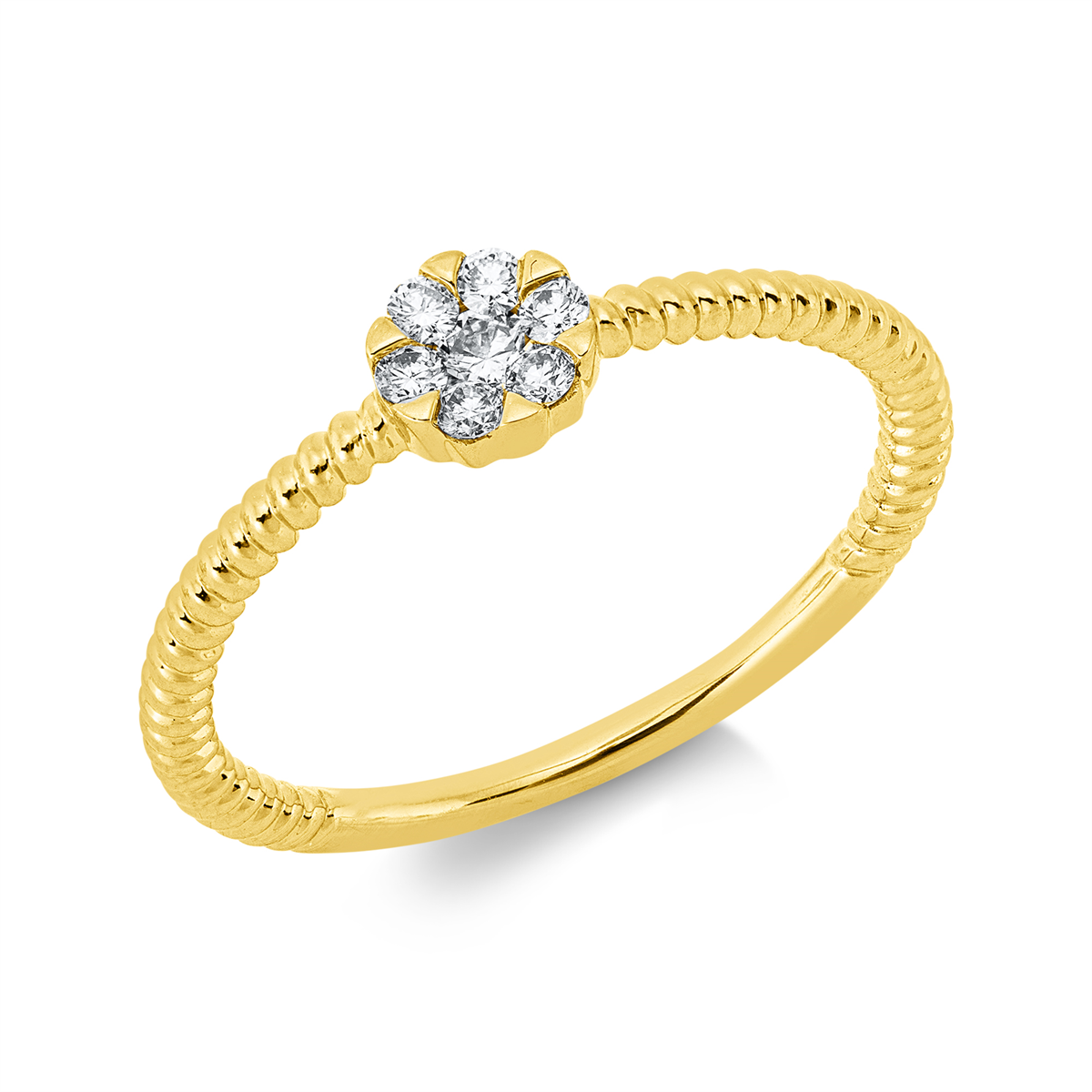 diamond full cut illusion classic ring in yellow gold