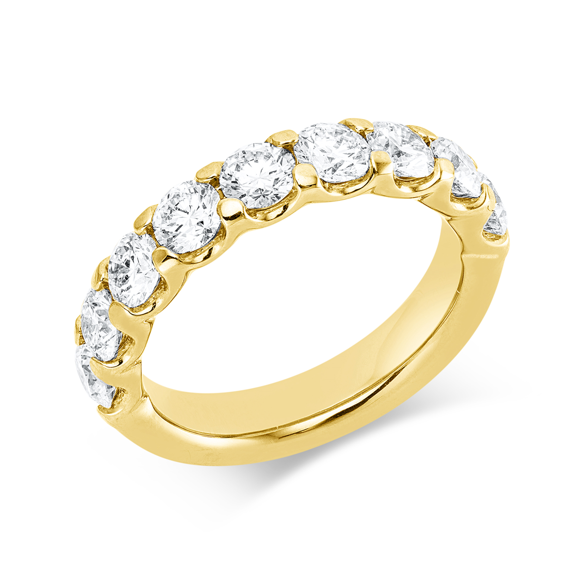 diamond full cut eternity half ring in yellow gold