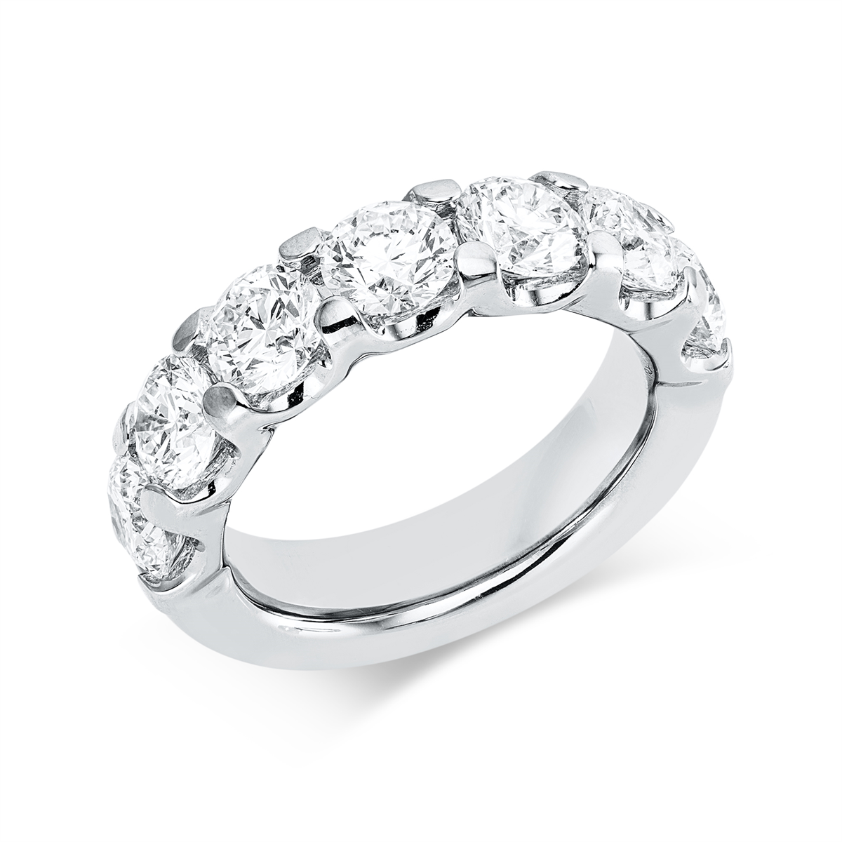diamond full cut eternity half ring in white gold